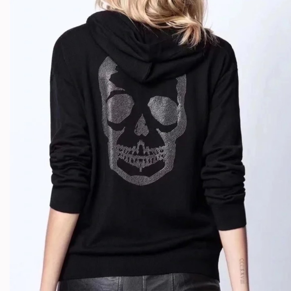 Zadig and Voltaire Zip Up Skull Cashmere Hoodie